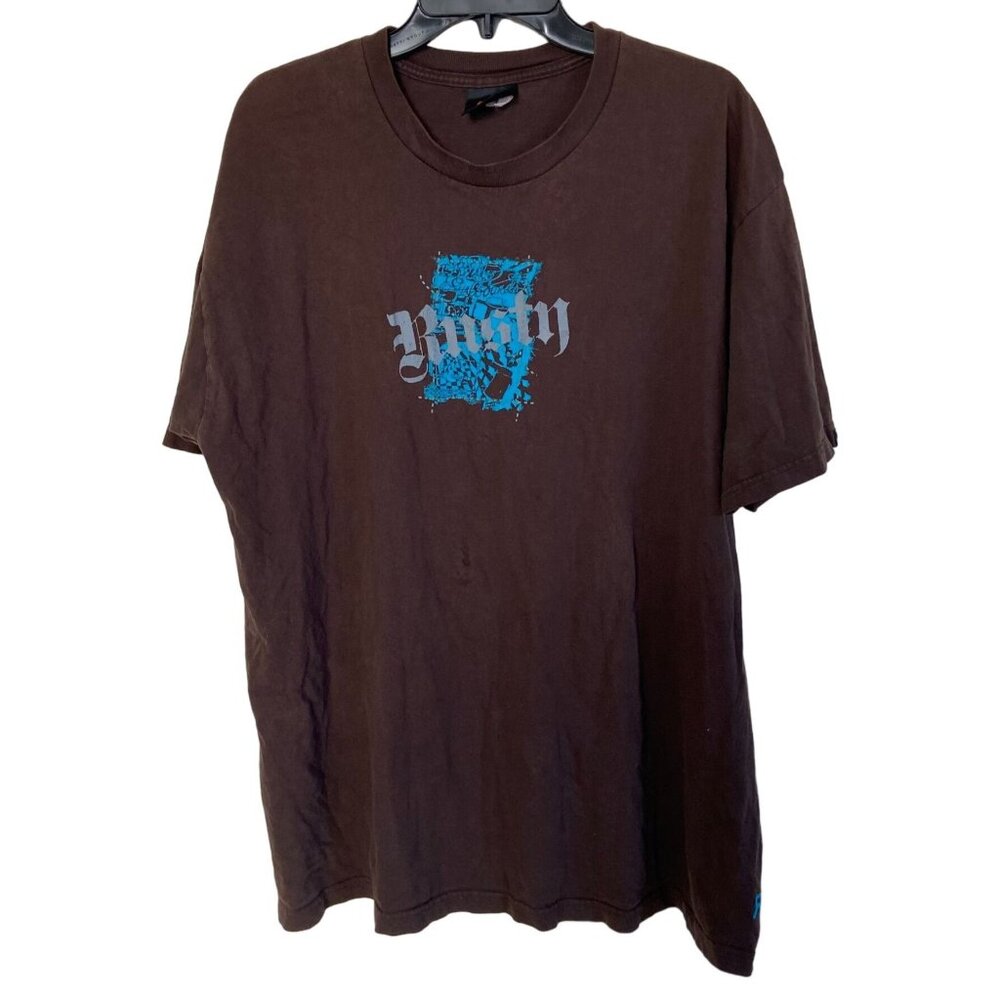 Rusty Surfboards T-Shirt Tshirt T Shirt Men's XL Chocolate Brown Vintage 90's Sk